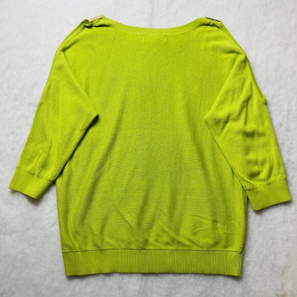 Michael Kors Womens Lime Green Cold Shoulder Autumn Lightweight Sweater Size M - Picture 2 of 10